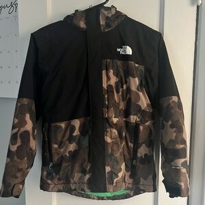 The North Face Brown and Black Camouflage Jacket